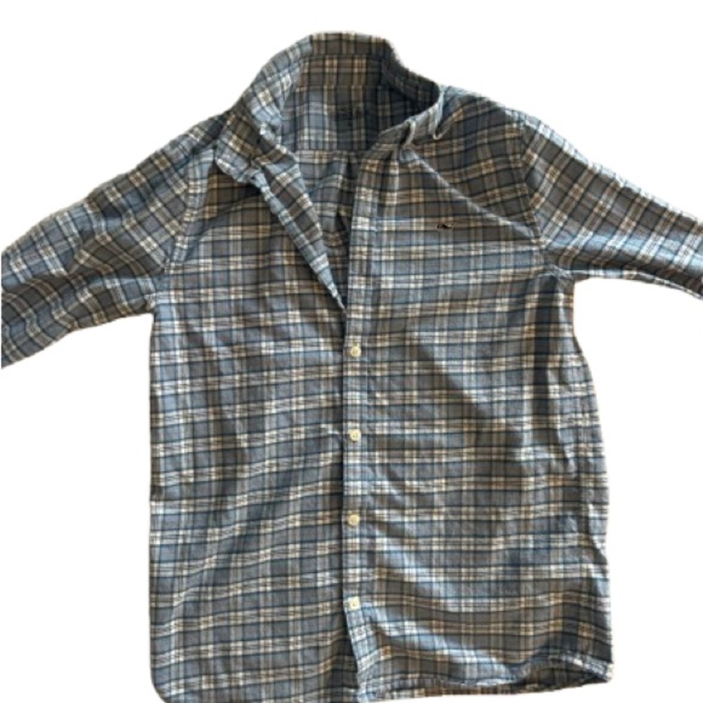 Vineyard Vines Boys Gray and Blue Plaid Shirt
